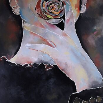 Painting titled "Smoke a rose." by Daheaven Art, Original Artwork, Oil Mounted on Wood Stretcher frame