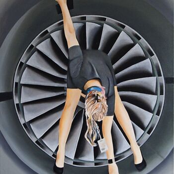 Peinture intitulée "Enigmatic Jet Engin…" par Daheaven Art, Œuvre d'art originale, Huile Monté sur Châssis en bois