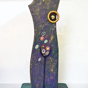 Sculpture titled "Abstract woman figu…" by Daheaven Art, Original Artwork, Wood