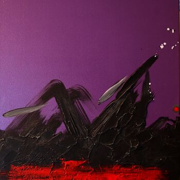 Painting titled "Volcano violet. Abs…" by Daheaven Art, Original Artwork, Acrylic Mounted on Wood Stretcher frame