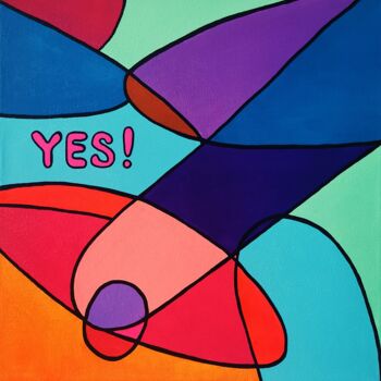 「Say YES to a vibran…」というタイトルの絵画 Daheaven Artによって, オリジナルのアートワーク, アクリル ウッドストレッチャーフレームにマウント