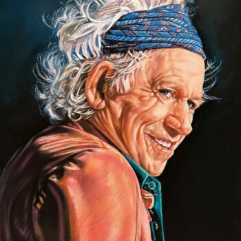 Drawing titled "Keith Richards" by Daisy Dimphna, Original Artwork, Pastel