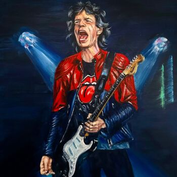 Pintura intitulada "Mick Jagger" por Daisy Dimphna, Obras de arte originais, Óleo