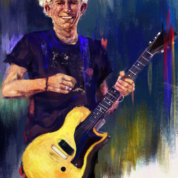 Painting titled "Keith Richards stil…" by Daisy Dimphna, Original Artwork, Oil
