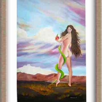 Painting titled "tentation" by Daisy Masson, Original Artwork, Oil