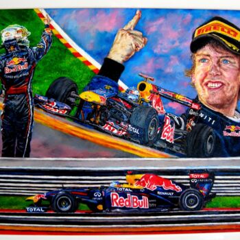 Peinture intitulée "Vettel -Red-Bull ch…" par Daisy Schneider, Œuvre d'art originale, Huile Monté sur Châssis en bois