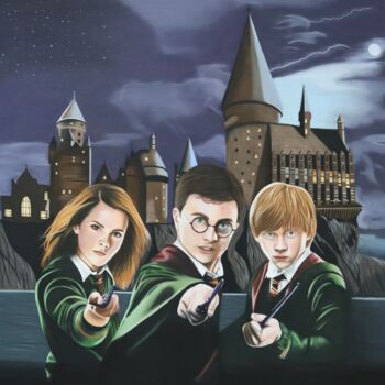 Dessin intitulée "Harry Potter, Hermi…" par Daisy Van Der Zijden, Œuvre d'art originale, Pastel
