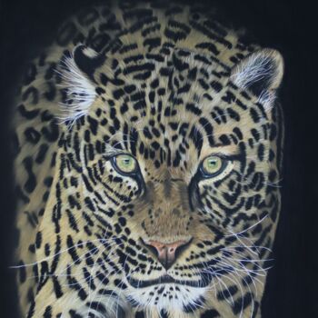 Dessin intitulée "I'm coming (Leopard…" par Daisy Van Der Zijden, Œuvre d'art originale, Pastel