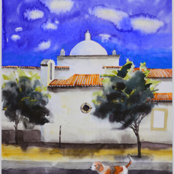 Painting titled "In the city of Faro" by Daiva Zyle, Original Artwork, Watercolor