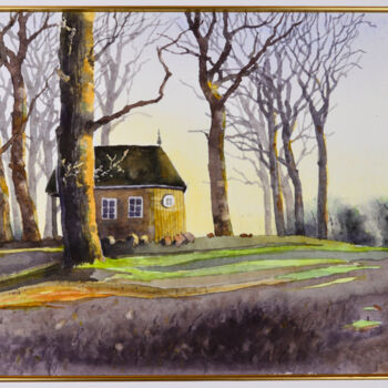 Painting titled "Evening by the Buka…" by Daiva Zyle, Original Artwork, Watercolor