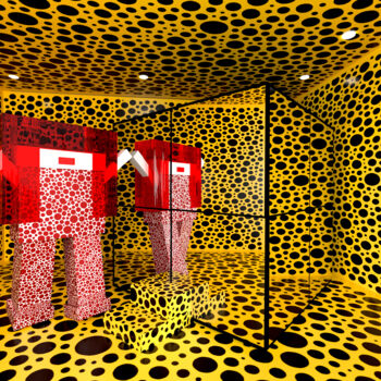 Digitale Kunst mit dem Titel "Yayoi yellow cube" von Dajiù, Original-Kunstwerk, 3D Modellierung