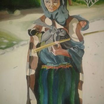 Peinture intitulée "femme-compagnarde-s…" par Youssef Yemmouni, Œuvre d'art originale