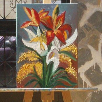 Painting titled "alegria floral" by Dakota Tarraga, Original Artwork