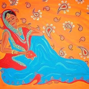 Painting titled "beauté indienne" by Amal B., Original Artwork