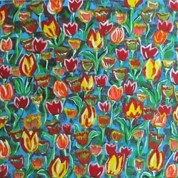 Painting titled "tulipes" by Amal B., Original Artwork