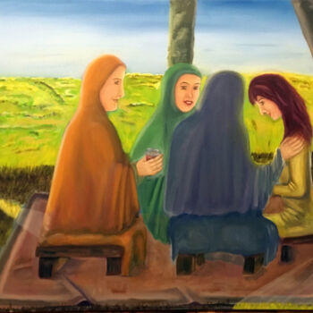 Painting titled "Alf Mabrouk" by Dalia Atteya, Original Artwork, Oil