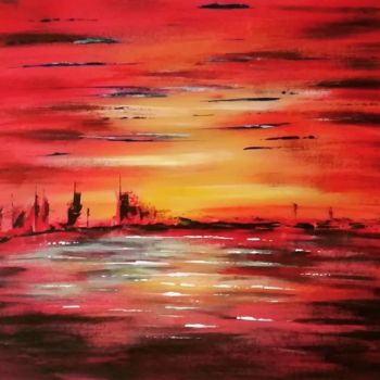 Painting titled "Sombre Crépuscule" by Dalia Stil, Original Artwork, Acrylic