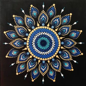 Malarstwo zatytułowany „Greek Eye Mandala” autorstwa Dalila Martins, Oryginalna praca, Akryl