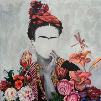 Schilderij getiteld "Frida Kahlo portrait" door Dalinina, Origineel Kunstwerk, Acryl