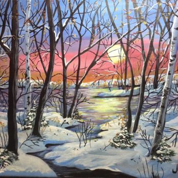 Painting titled "douceur hivernale" by Janike Castonguay, Original Artwork, Acrylic