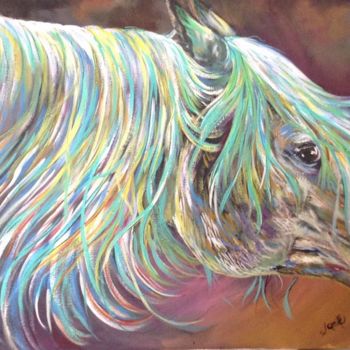 Pittura intitolato "cheval agoraphobe" da Janike Castonguay, Opera d'arte originale, Acrilico