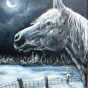 Painting titled "nuit paisible" by Janike Castonguay, Original Artwork