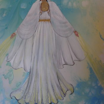 Painting titled "La Virgen de la med…" by David Alvarado Mora, Original Artwork, Acrylic