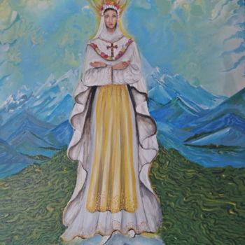 Painting titled "La Virgen e La Sale…" by David Alvarado Mora, Original Artwork, Acrylic