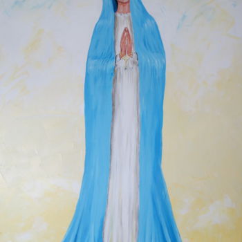 Malerei mit dem Titel "Notre Dame de Kibeho" von David Alvarado Mora, Original-Kunstwerk, Acryl