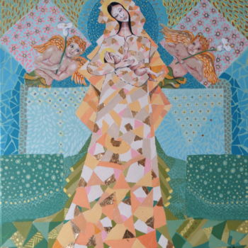 Malerei mit dem Titel "Madre,Virgen y Reina" von David Alvarado Mora, Original-Kunstwerk, Acryl