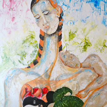 Peinture intitulée "maternidad" par David Alvarado Mora, Œuvre d'art originale, Acrylique