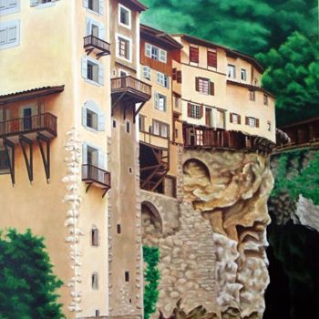 Painting titled "PONT-EN-ROYANS" by Alain Dambès, Original Artwork, Oil