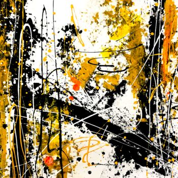 Painting titled "Yellow dripping" by Dam Domido, Original Artwork, Acrylic