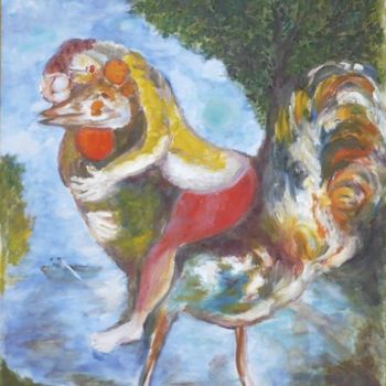 Malerei mit dem Titel "Le Coq (d'après Cha…" von Jacqueline Lefebvre, Original-Kunstwerk
