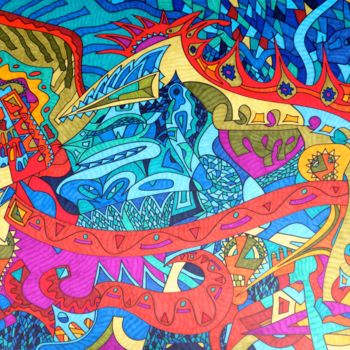 Dibujo titulada "Ciudad Alienígena.j…" por Damian Ignacio Eselevsky Esell, Obra de arte original, Rotulador