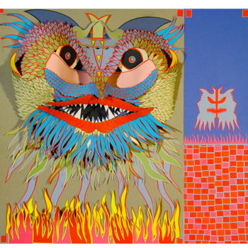 Collages titulada "Mascara Pez" por Damian Ignacio Eselevsky Esell, Obra de arte original