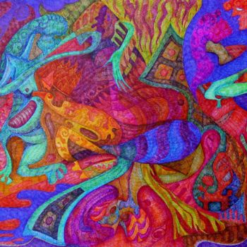 Tekening getiteld "Locura tanguera" door Damian Ignacio Eselevsky Esell, Origineel Kunstwerk, Marker