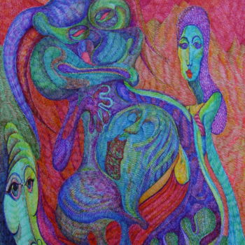 Tekening getiteld "Sirenas" door Damian Ignacio Eselevsky Esell, Origineel Kunstwerk, Marker
