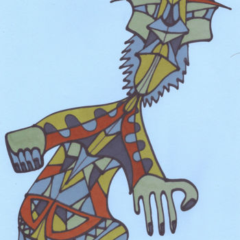 Dibujo titulada "Barbatu" por Damian Ignacio Eselevsky Esell, Obra de arte original, Rotulador