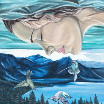 Peinture intitulée "Dreaming" par Damian Smith, Œuvre d'art originale, Huile Monté sur Châssis en bois