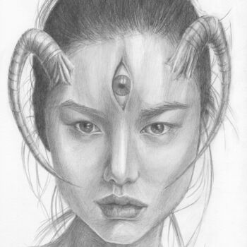 Drawing titled "Truth seeker" by Damian Smith, Original Artwork, Graphite