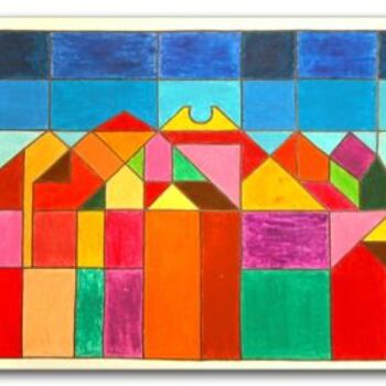 Malerei mit dem Titel "Le case di Paul klee" von Damiano Gulluni Artstudio, Original-Kunstwerk