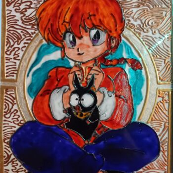 Painting titled "Ranma 1/2" by Damien Cheze, Original Artwork, Stained glass painting