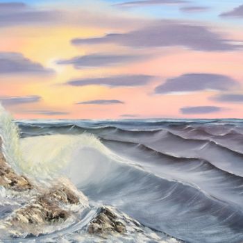 Peinture intitulée "La belle mer" par Damien Picard, Œuvre d'art originale, Huile Monté sur Châssis en bois