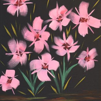 「Fleurs roses 1」というタイトルの絵画 Damien Picardによって, オリジナルのアートワーク, オイル