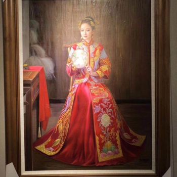 Картина под названием "Chinese art(Dunhuan…" - Princessa Mingzhu, Подлинное произведение искусства, Масло