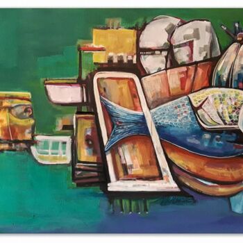 Painting titled "Flowing" by Damir Mumbasic, Original Artwork, Acrylic