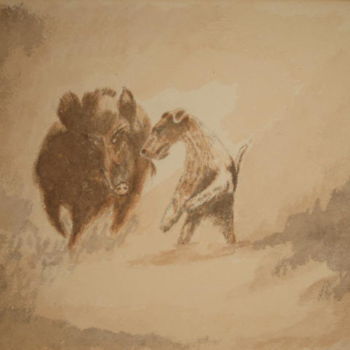 Pittura intitolato "chasse" da Damodar, Opera d'arte originale