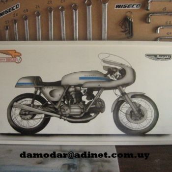Peinture intitulée "Ducati 750 SS" par Damodar, Œuvre d'art originale