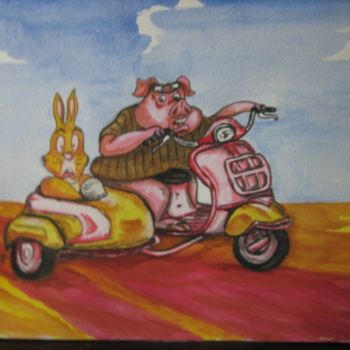 Pintura titulada "motorista" por Damodar, Obra de arte original